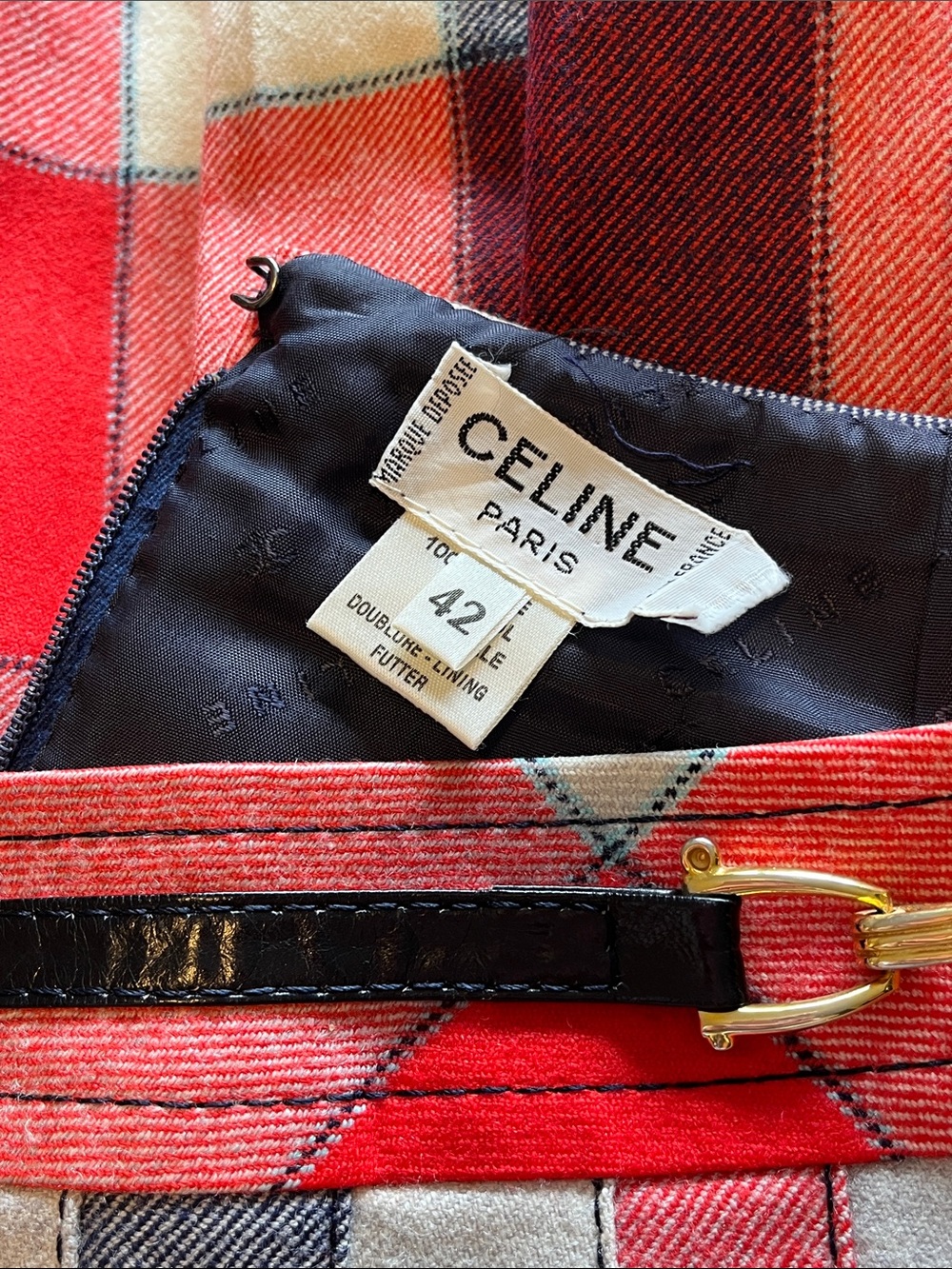 Celine Vintage A-line Pleated Wool Midi-Skirt Size 42 / Size 10 CAN/US - Picture 16 of 16